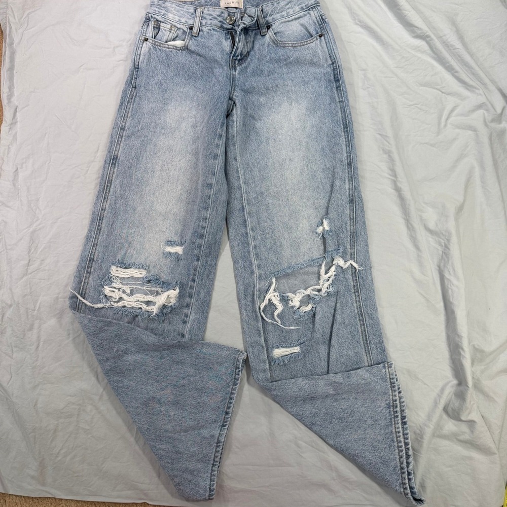 PacSun Casey Low Rise Baggy Jeans Light Wash Distressed Wide Leg Size 23